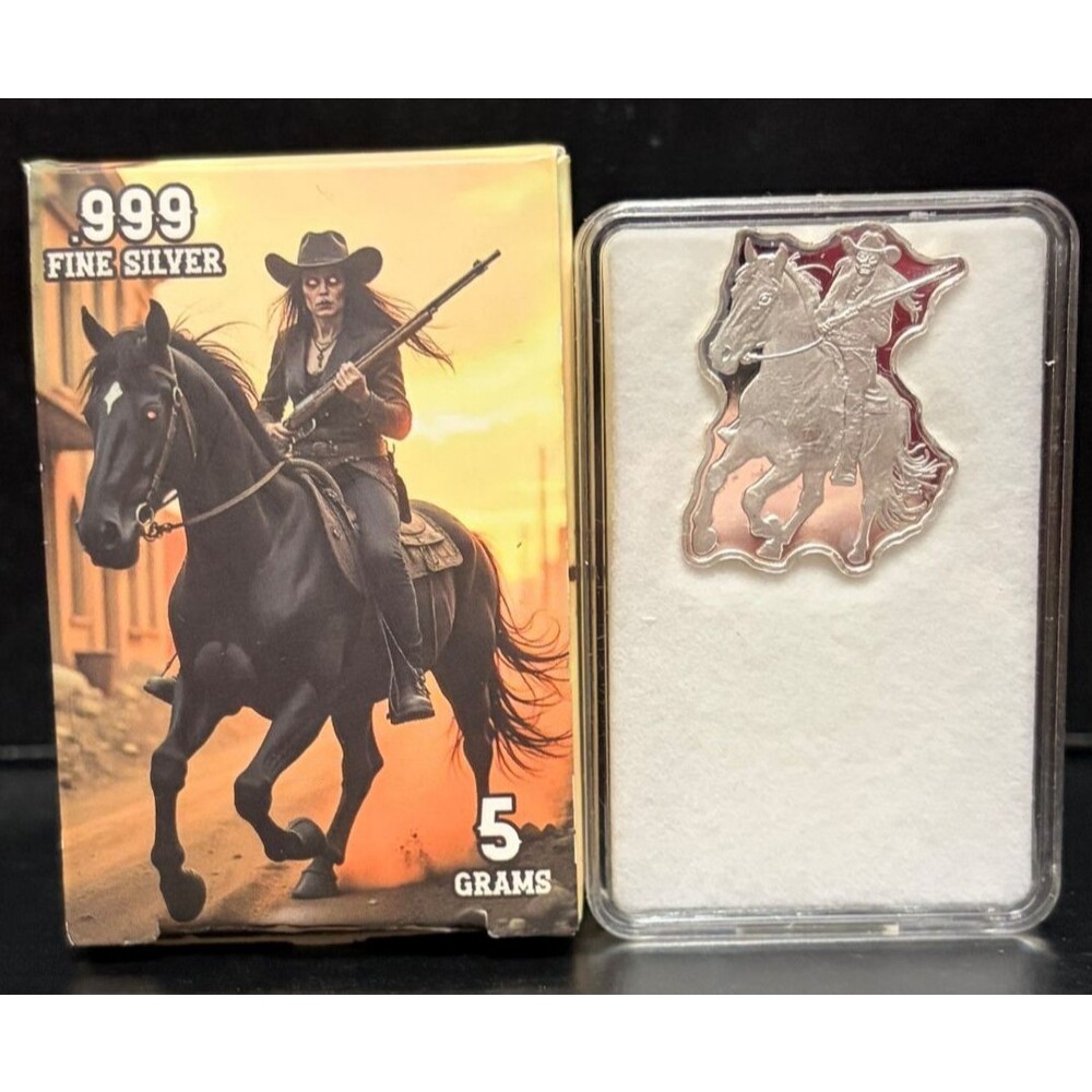 Pan Silver 5g .999 Silver Zombie Cowgirl - LTD # 983 / 3000 - Open Box